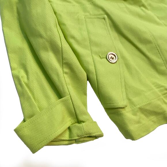Charter Club : NEW $99 Textured Lime Green Hidden Meadow Gold Button Jacket : 1X - Picture 7 of 16